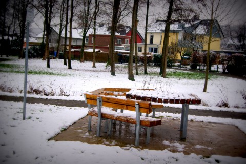 Winterliche Fotos vom Stadtpark und dem Mühlrad