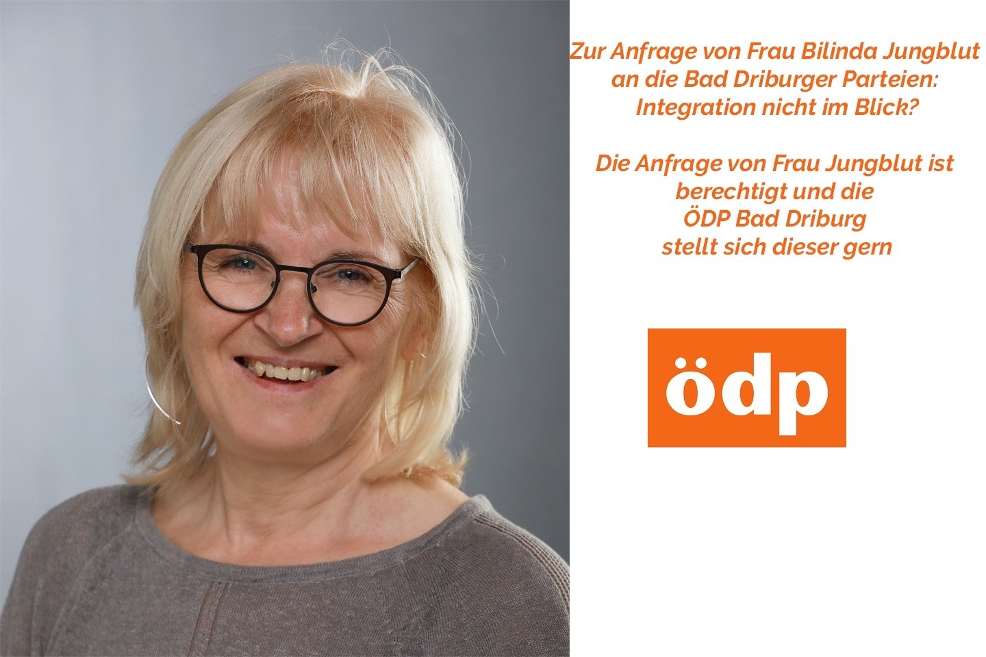 Zur Anfrage von Frau Bilinda Jungblut an die Bad Driburger Parteien:  Integration nicht im Blick?