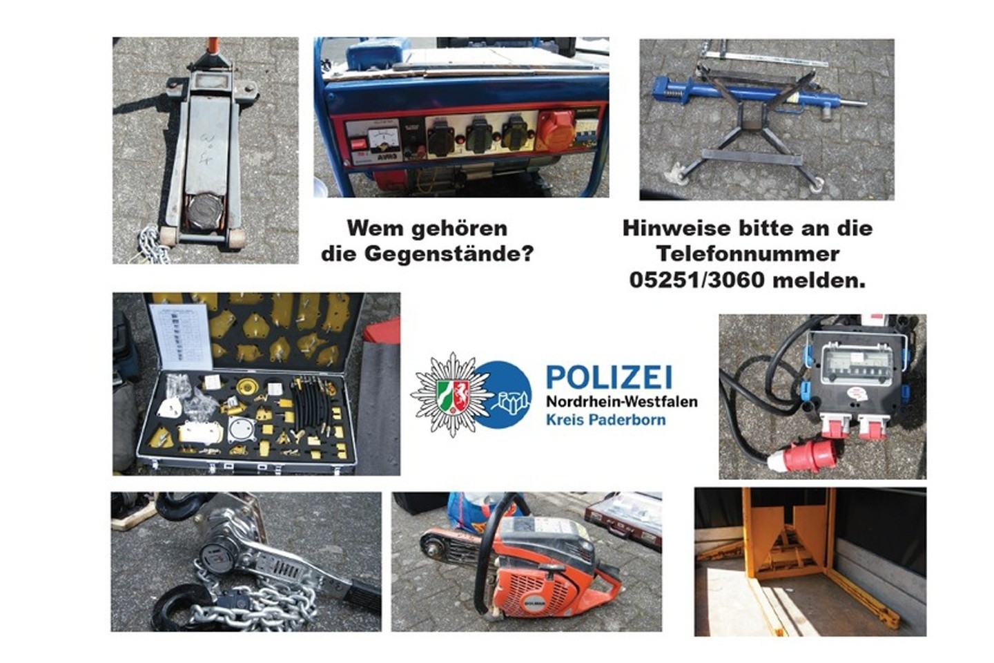 POL-PB: Polizei sucht die Inhaber von Werkzeugen aus Einbrüchen und Diebstählen