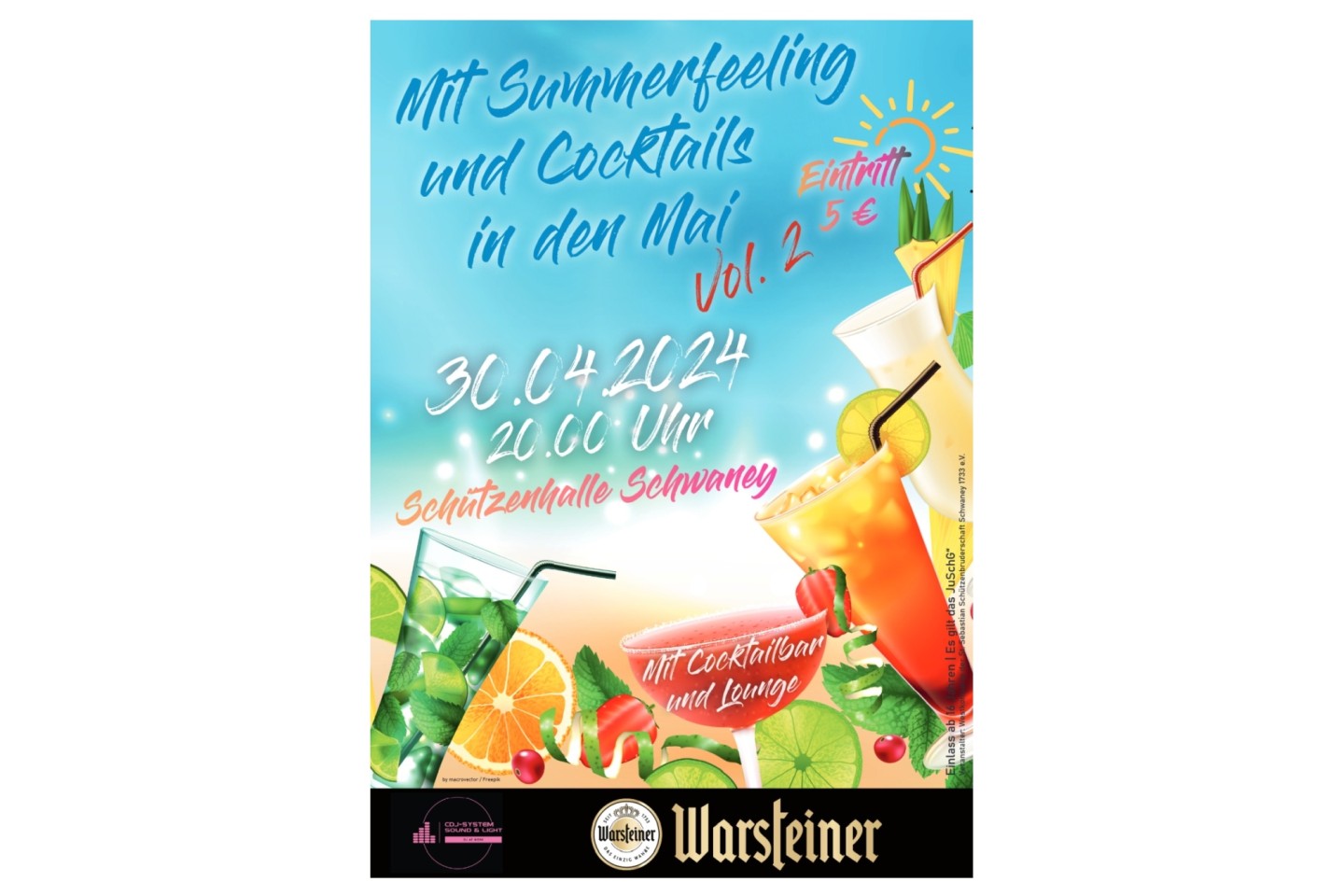 Altenbeken-Schwaney: „Mit Summerfeeling und Cocktails in den Mai – Vol. 2“