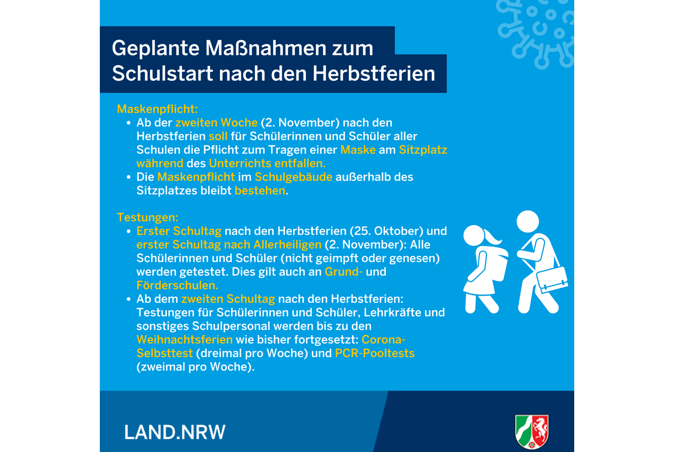 Weitere Schritte nach den Ferien hin zu mehr Normalität in den NRW-Schulen 