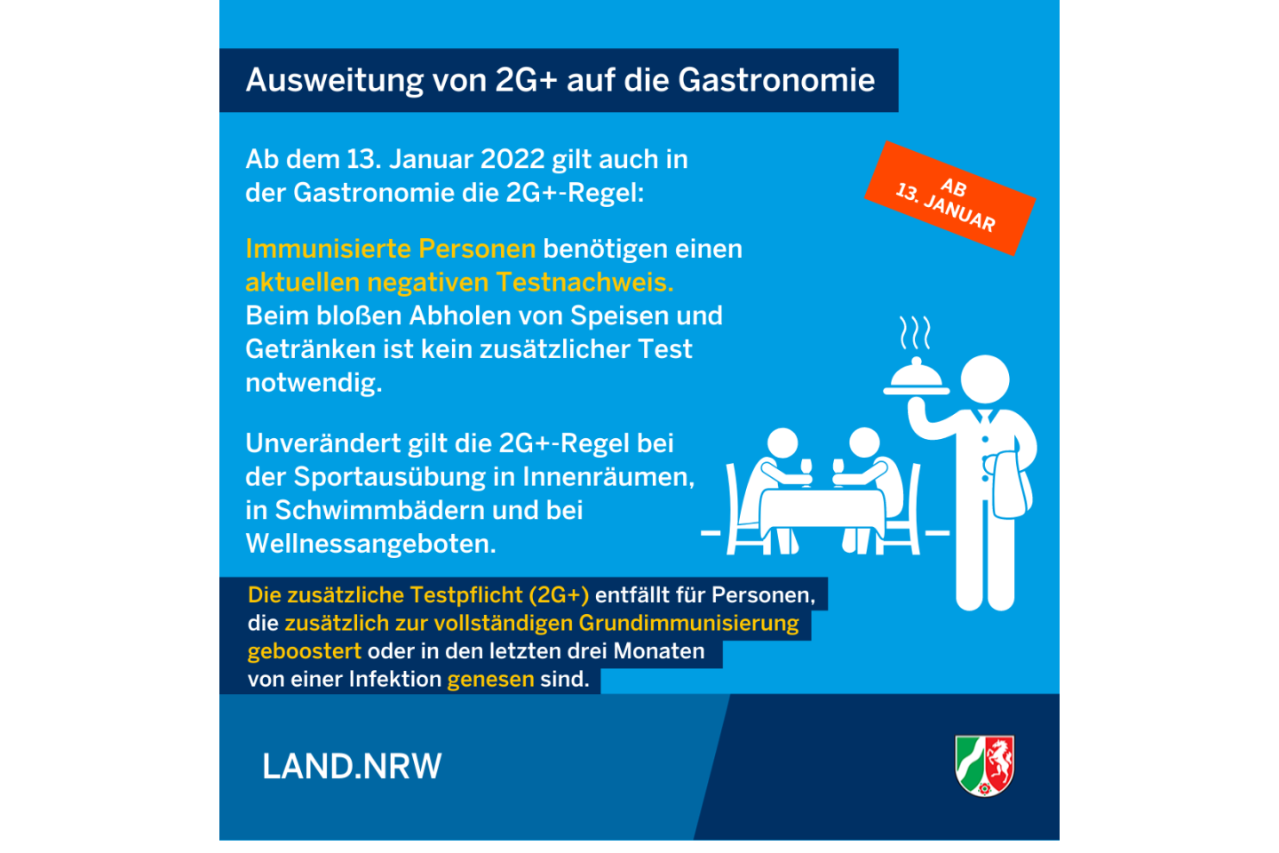 Coronaschutzverordnung für Nordrhein-Westfalen gültig ab Donnerstag, 13. Januar 2022