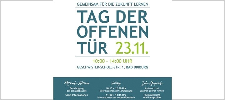 Einladung zum Tag der Offenen Tür der Gesamtschule Bad Driburg am 23.11.