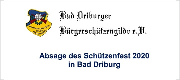Absage des Schützenfest 2020 in Bad Driburg