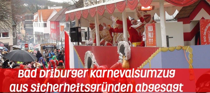 Schade - Bad Driburger Karnevalsumzug aus Sicherheitsgründen abgesagt