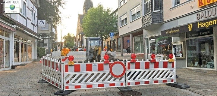 Foto Baustelle Bagger Durchfahrt verboten 