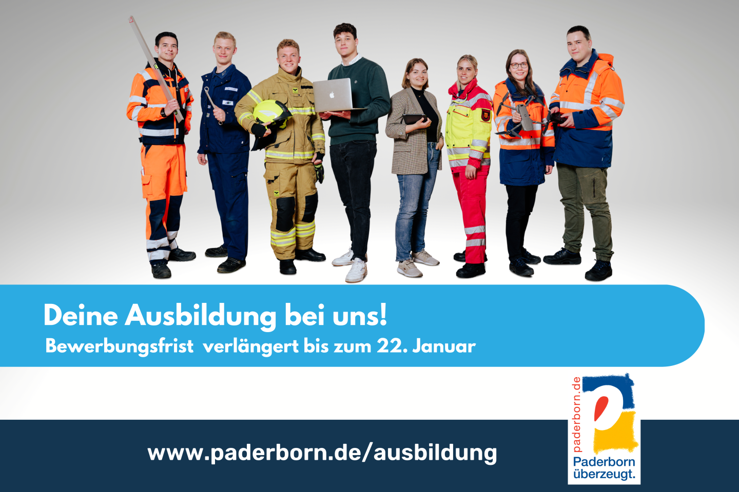 Jetzt noch bis zum 22. Januar für einen der vielfältigen Ausbildungsplätze bewerben. © Stadt Paderborn