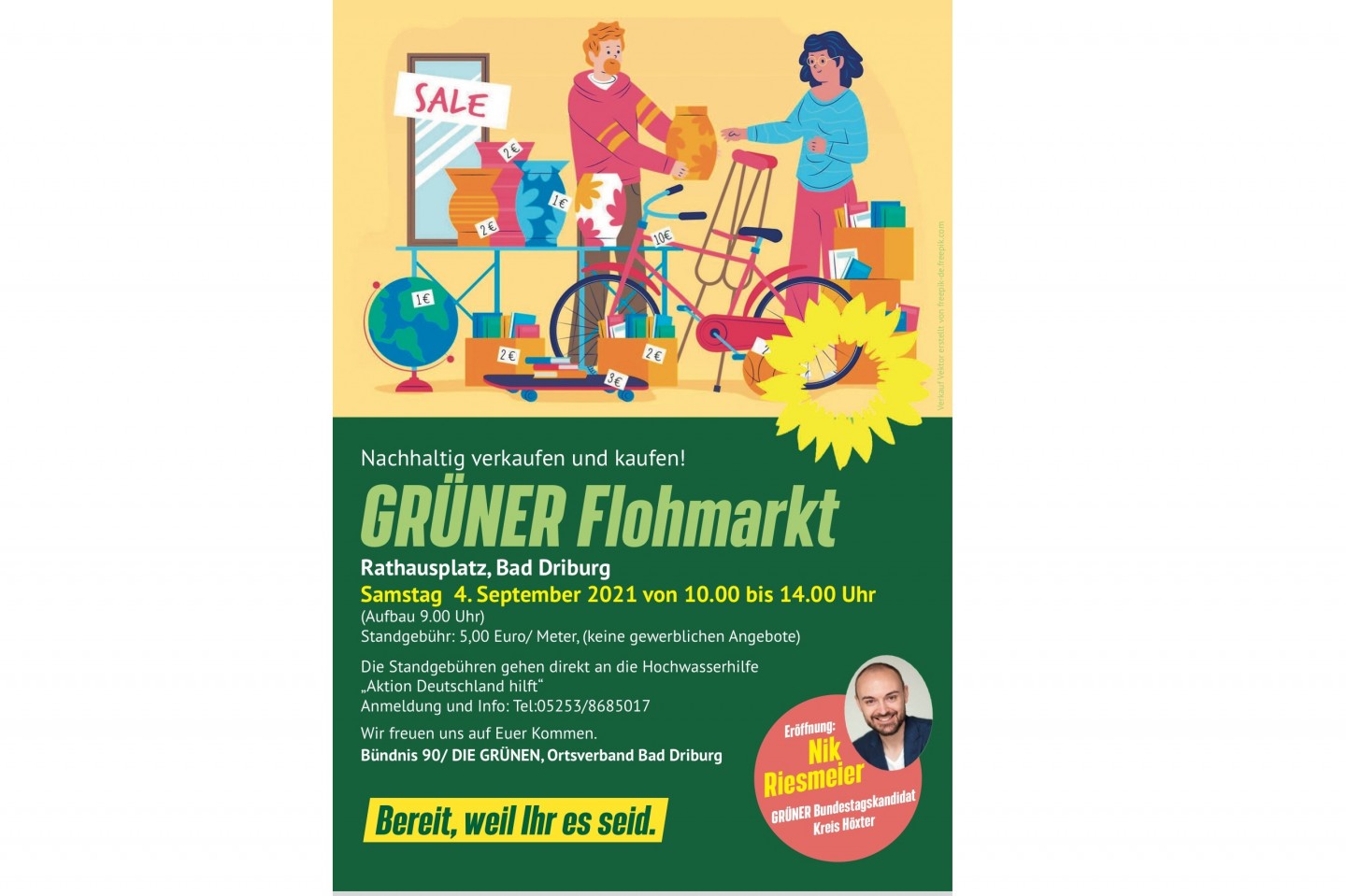 GRÜNER Flohmarkt in Bad Driburg unter dem Motto „Nachhaltig verkaufen und kaufen!
