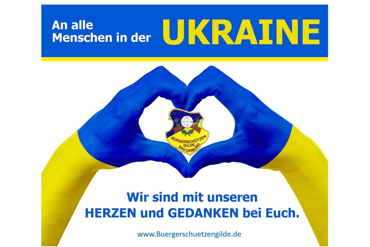 Bad Driburger Bürgerschützengilde: Einladung zur Teilnahme an einem Friedensgebet für die Ukraine