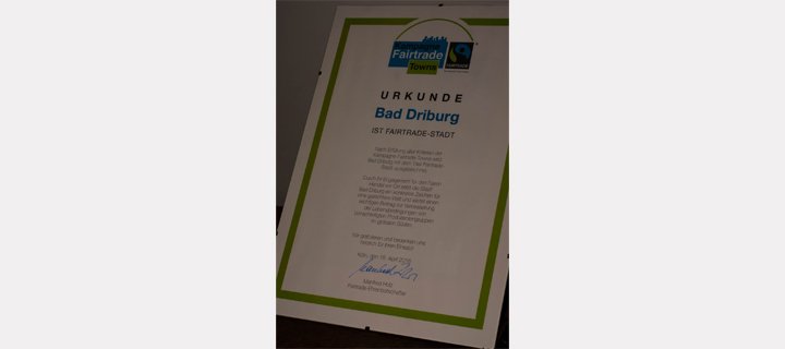 Erneuerung des FairTrade Siegels für Bad Driburg