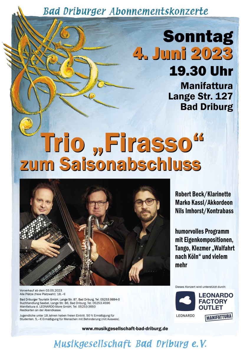 Das Trio „Firasso“ spielt in der Manifattura der LEONARDO-Store GmbH