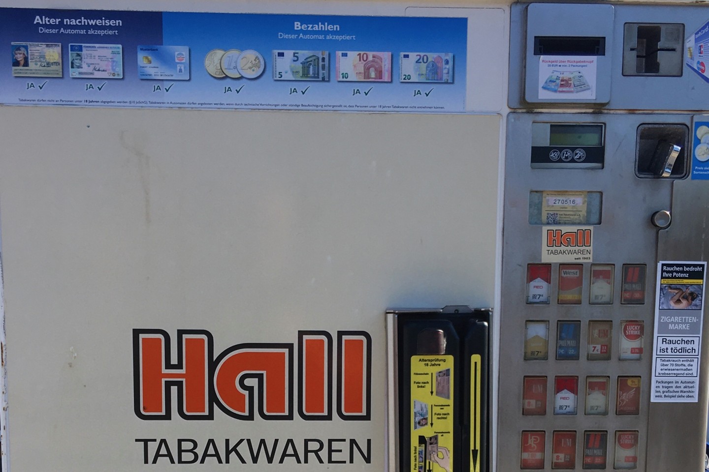 Warenautomaten - Zigarettenautomaten in der Kernstadt Bad Driburg
