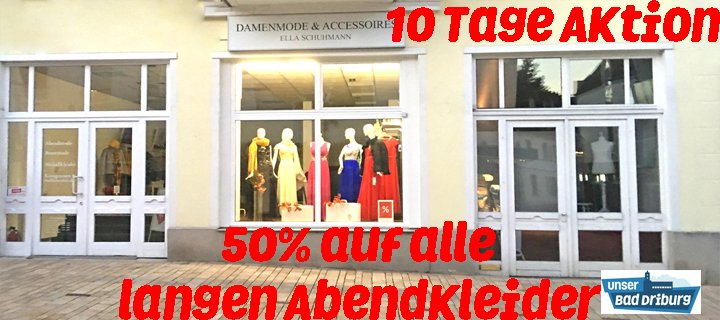 Januar-Aktion unseres Partners Ella Schuhmann: 10 Tage 50% auf alle langen Abendkleider