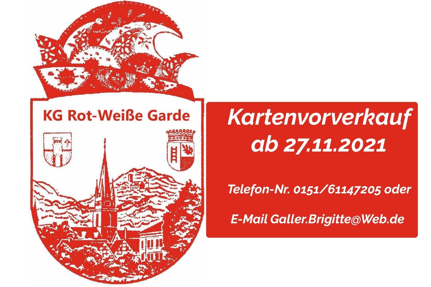 Kartenvorverkauf Karneval KG Rot Weiß Garde Bad Driburg von 1946 e.V