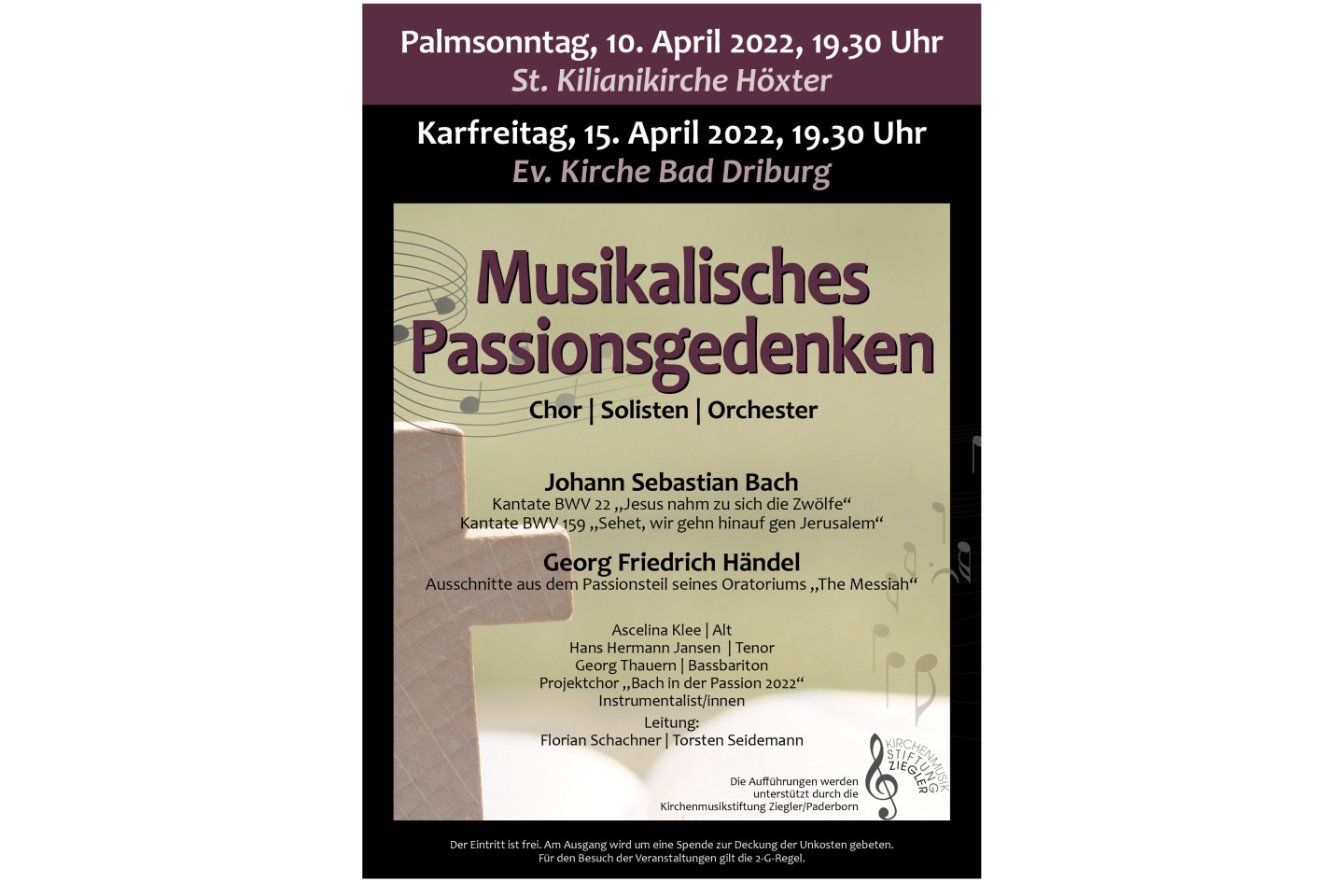 Musikalisches Passionsgedenken mit Werken von Bach und Händel