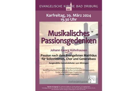 Passionsaufführung am Karfreitag, den 29.März 2024 um 19.30 in der evangelischen Kirche