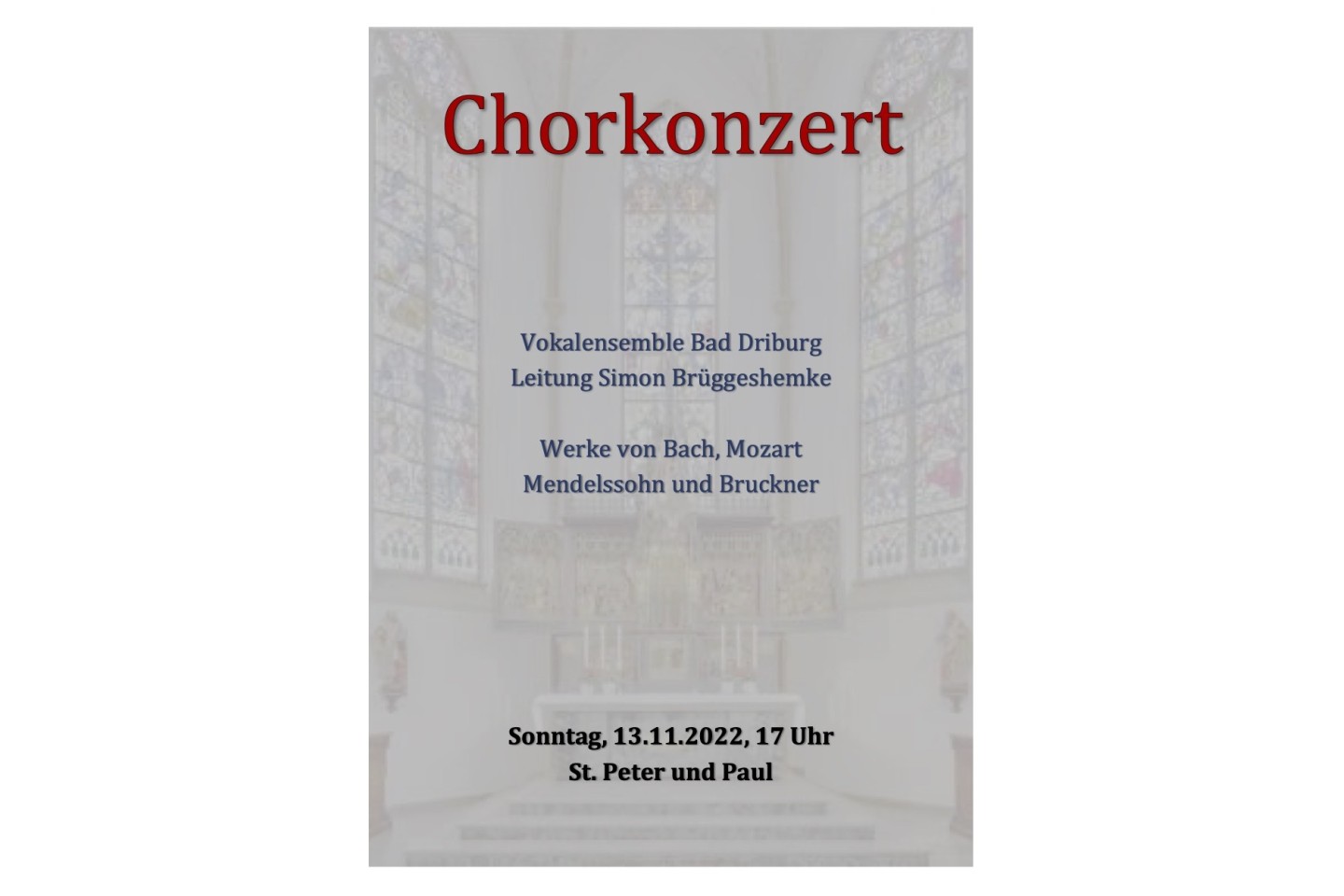 Chorkonzert in St. Peter und Paul Bad Driburg