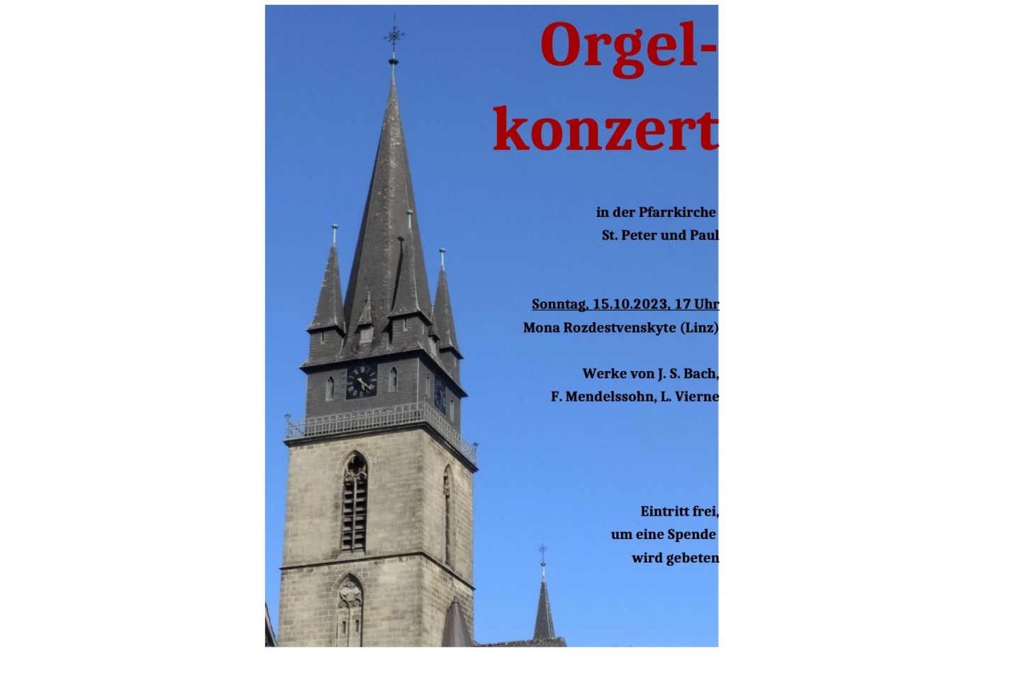 Orgelkonzert mit der Konzertorganistin Mona Rozdestvenskyte