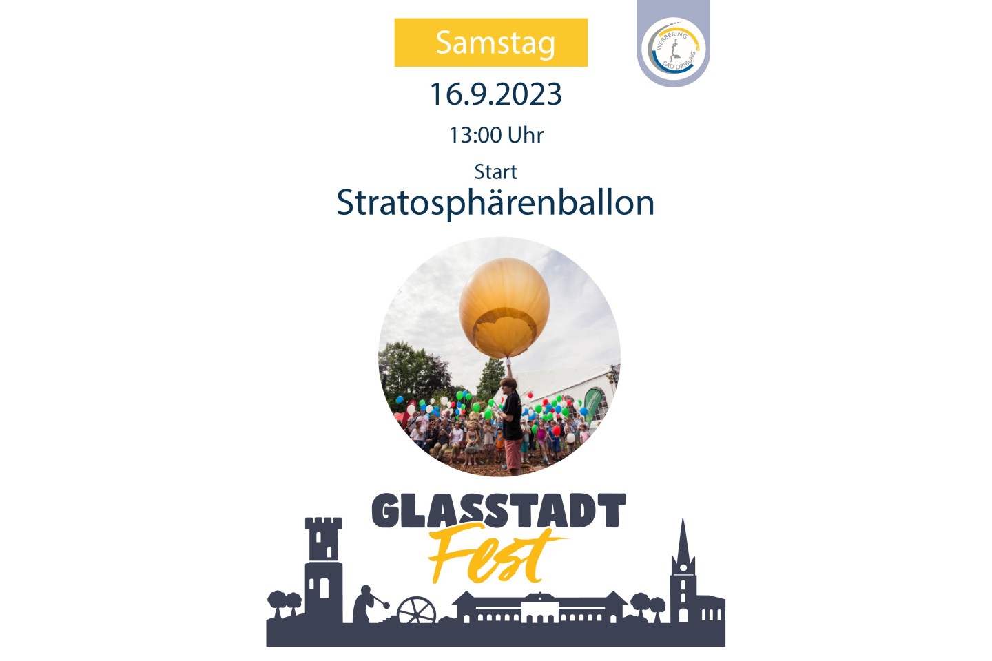 Start eines Stratosphärenballons mit Liveübertragung des Flugs am 16. September um 13 Uhr beim Bad Driburger Glasstadtfest