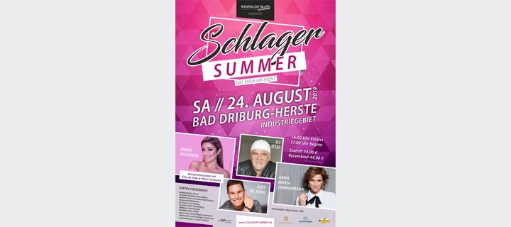 Schlager-Summer - Das Open-Air-Event in Bad Driburg im August 2019