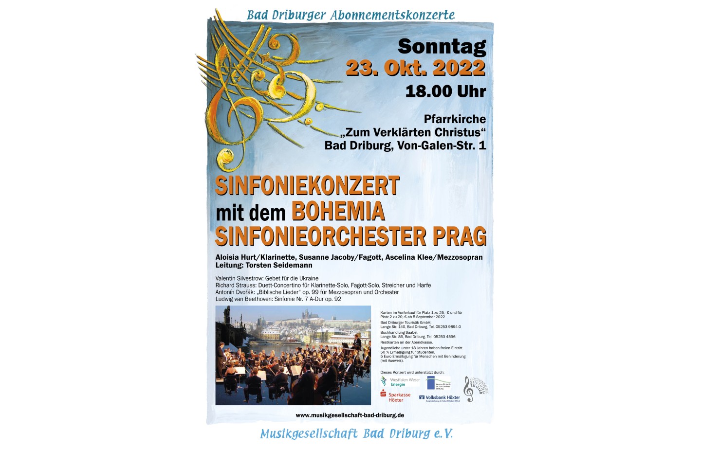  1. Bohemia Sinfonieorchester Prag: Orchestermanagement Vitezslav KLOUDA, Office: Na Skalce 13 Praha 5 15000, Email : klouda@bpso.eu