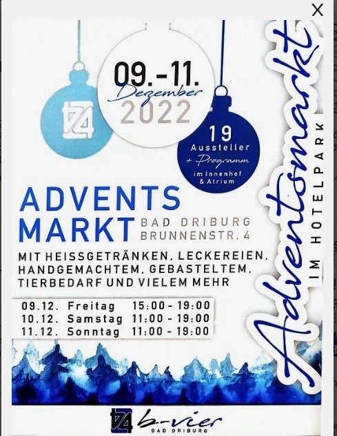 Adventsmarkt im Hotelpark vom Hotel b-vier am 09.-11.12.2022