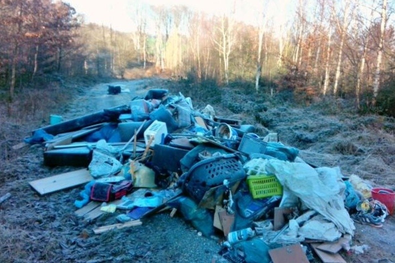 Eine unangenehme Überraschung am Montag morgen: dieser Müllberg versperrte den Weg. (Foto: S.Schütte, Wald und Holz NRW)