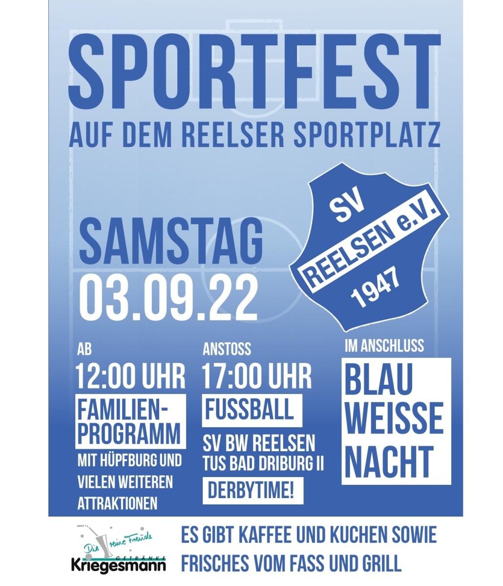 Sportfest auf dem Reelser Sportplatz am Samstag, den 03.09.2022