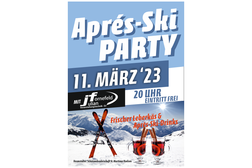 Aprés-Ski Party in Reelsen am 11. März 2023 um 20 Uhr - Eintritt frei